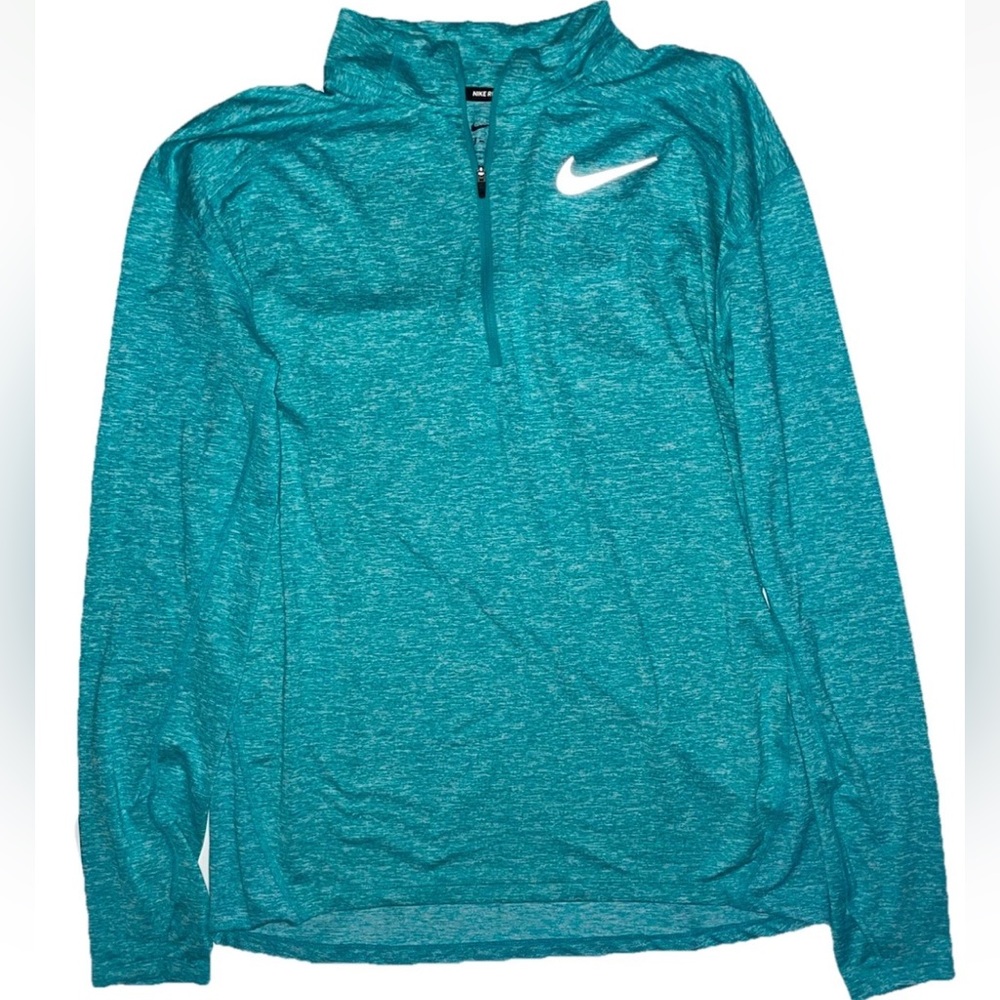 Nike Running Dri-FIT Teal 1/4 Zip Pullover with Thumb Holes